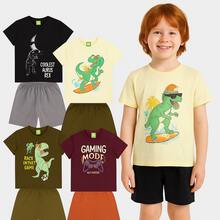 10 Peças - Conjuntos para Menino Verão Sortidos - Kit 5 Camisas + 5 Bermudas : 10 Peças Pronta Entrega Sortidas - Moda Criança Menino - Multicolorido - Visão 2