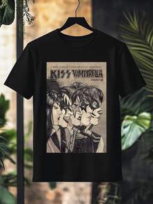 Kiss Vampirella Rock T-Shirt International Band Oldschool Rock And Roll Shirt Blouse Unisex Male Female 100% Cotton Top Premium Streetwear Launch Immediate Shipping Various Colors!! Plus Size - 黑色 - 查看 2