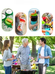 Reusable Soda Can Lids With Straw-Leakproof Silicone Covers For Cans, Airtight Seal, Prevents Spills, Fits Standard Cans|Portable Drink Accessories For Travel, Picnic, Outdoors(1PC,Color Random)