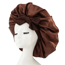 1 pieza Gorro de satén lujoso y sedoso con cordón ajustable - Gorro protector de cabello ligero para comodidad durante toda la noche, cuidado del cabello y ducha - Ideal para mujeres y hombres, decoración del baño del hogar, decoración de otoño, regreso a la escuela