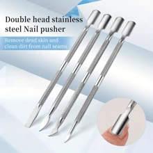 Zestaw 4 stalowych odpychaczy do skórek, dwustronny stalowy skrobak do skórek, zmywacz do paznokci żelowych, łyżeczka i trójkątny wzór do usuwania skórek, profesjonalny zestaw do manicure i pedicure, narzędzia do manicure, prezenty dla rodziny, przyjaciół, ukochanych, na powrót do szkoły, Halloween, Boże Narodzenie