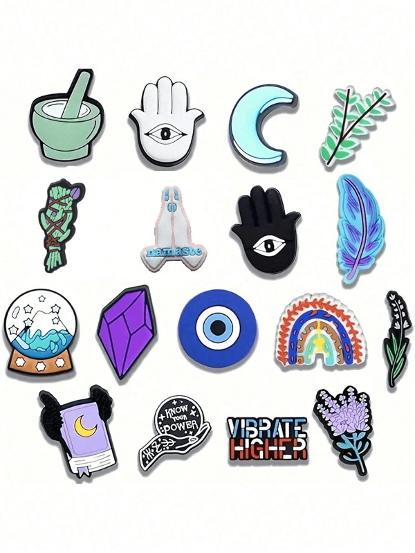 17pcs Strange Style Shoe Charms Set, PVC Shoe Decorations For Beach Bag, Shoe Accessories Charms, Gift Idea For Birthday Christmas Valentine's Day Halloween Party Favors