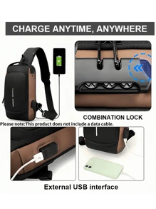 Fashion Men's Backpack - Oxford Texture Messenger Bag With Password Lock - Stylish Motorcycle Crossbody Bag With Phone Pocket, Zipper Closure For Daily Commute, Motorcycle Bag Business Anti-Theft Messenger Bag - Casual Sports Travel Shoulder Bag, Adjustable Strap, Multi-Pocket Waist Bag, Suitable For Outings, Weddings, Perfect Gift For Father, Husband, Boyfriend And Teacher