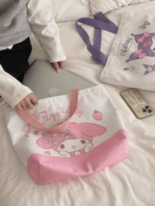 Official Reversible Canvas Tote Bag – , , & Friends, 2-Sided Print Shopping Bag, 43×31 cm Oversized Cotton Tote, 12 cm Gusset, Inner Pocket & Zipper Closure, Heavy-Duty 12 公分Teens, Students, Moms & Collectors - 查看 3