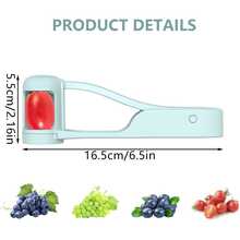 1pc Grape Cutter, Suitable For Toddlers And Infants, Can Cut Grapes, Cherries, Tomatoes, Strawberries Into Quarter Slices, For Vegetable & Fruit Salads, Cake Decorations, Stainless Steel Kitchen Small Tool Fruit Slicer - Multicolor - View 2