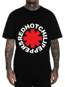 Red Hot Rock T-Shirt International Band Oldschool Rock And Roll Shirt Blouse Unisex Male Female 100% Cotton Top Premium Streetwear Launch Immediate Shipping Various Colors!! Plus Size - màu đen - Xem 2