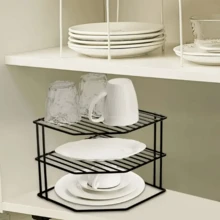 HomarKet 三层厨房转角架钢丝防锈收纳架适用于盘子、碗碟、橱柜和食品储藏室