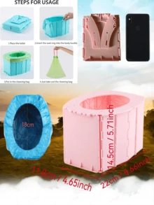 车用及防灾折叠式便携式马桶 | 无味固化凝胶，零异味露营 | 黄金周及赏樱三秒私密庇护所 - 彩色 - 查看 16