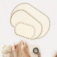 3pcs Oval Wooden Crochet Basket Bottoms, Suitable For DIY Weaving, Crochet Crafts And Home Decor