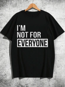 220 Grams Round Neck Short Sleeve Men's T-Shirt, Creative Printing Pattern, Simple Design, Knitting Process, Soft And Comfortable, Suitable For Campus Wear, Party Gathering, Daily Wear, A Good Choice For Family And Friends - màu đen - Xem 2