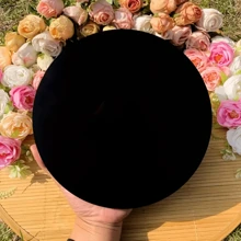 1 pieza Espejo de piedra de obsidiana negra natural con soporte de estilo aleatorio, espejo de cristal negro natural, disco de obsidiana negra, decoración del hogar, regalo especial, adecuado para exorcismo, ajuste de la energía del hogar