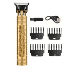 Professional Hair Cutting Scissors With LED Display, Hair Clipper, Beard Trimmer, USB Rechargeable, Cordless Grooming Kit With 4 Accessories Including Comb - Bronze - View 16