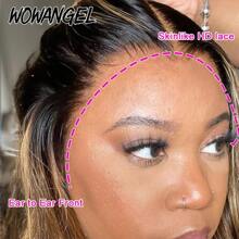 WOWANGEL 250% Density Melt Skins 13x6 Real HD Lace Front Wig Highlight 27 Body Wave Wigs With Baby Hair 100% Peruvian Human Hair Wig Full Large Lace Space Ombre Colored Glueless Ture HD Lace Frontal Closure Wig Pre Plucked For Women Daily Use