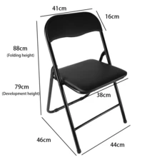 Folding Chairs, Faux Leather Foldable Chairs With Metal Frame And Padded Seat, Easy To Fold And Store For Home, Office, Dining And Reception - Black - View 5