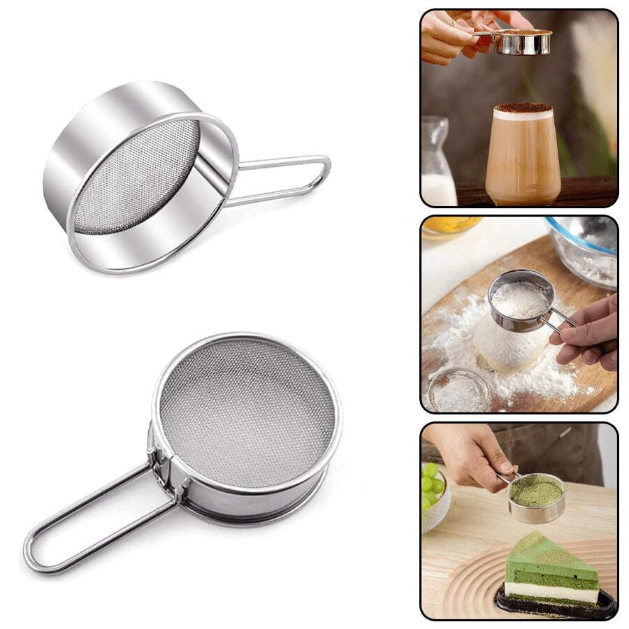 1/2 Chiếc Lưới Lọc Nhỏ Bằng Thép Không Gỉ Có Thể Được Sử Dụng Để Rây Bột/Đường Bột/Bột Ca Cao/bột Matcha/Bột Cà Phê - Bạc - Xem 1