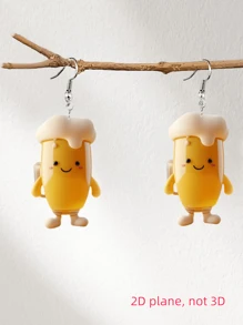 1 Pair Cute & Charming Coffee Cup Heart Shaped Earrings, Acrylic Material With Stainless Steel Hooks, Suitable For Women, Ideal For Valentine's Day, Mother's Day, Halloween, Christmas Gifts, Suitable For Daily Wear And Gift-Giving, All Season Accessory