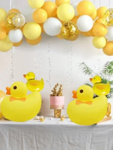 4 piezas Globos de PVC con tema de pato amarillo, adecuados para decoración de fiesta de cumpleaños, decoración de ambiente festivo, regreso a clases, fiesta de boda de otoño, globos decorativos de fondo, decoración de ventana navideña, decoración navideña del hogar, regalos de Navidad, decoraciones navideñas - Amarillo - Ver 8