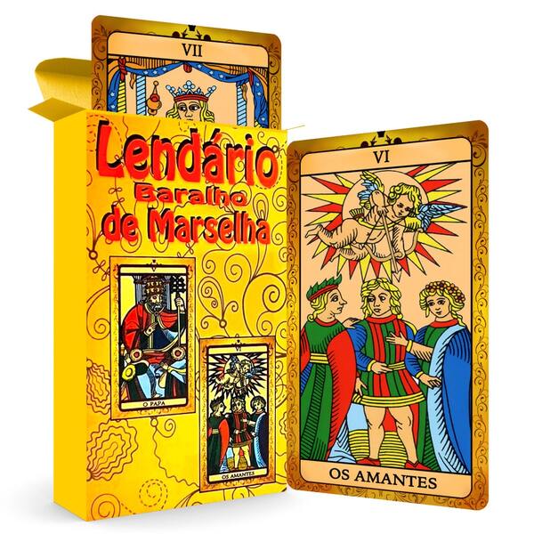 Tarot Lendário Baralho De Marselha C/ Manual Explicativo Arcanos Maiores 22 Cartas Tarô