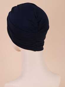 Simple Solid Color Brushed Twist Turban Hat - Navy - View 2