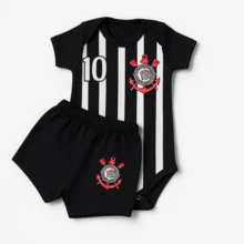 Timão Themed Monthiversary Baby Bodysuit Super Comfortable Premium Line - Black Bodysuit + Shorts - View 3