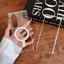 Galaxy Z Fold7 Fold6 Fold5 Fold4 Phone Case, Minimalist Fashion Transparent Crystal Shock-Proof Phone Protective Cover, Anti-Fall Protection With Magnetic Waterproof Scratch Resistant - Clear - View 6