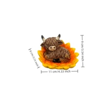 2pcs Creative Resin Highland Cow Figurines, Christmas Gift, Halloween Thanksgiving Decor, Decoration Ornament, Holiday Decoration, Home Desktop Decor, Gift For Family And Friends
