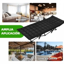 Cama plegable de exterior:Cama plegable resistente de 190 x 80 cm (300 lb), estructura de hierro portátil, ideal para oficina, exteriores o uso doméstico, diseño seguro y silencioso, ideal para la salud mental. - Negro - Ver 10