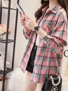 Rikumo New Casual Fashion Plaid & Striped Blouse For Women Spring - Multicolor - View 7