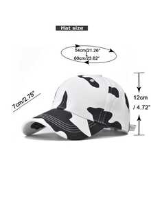 1 Stück Baseballkappe mit Milchmuster, Unisex, Kuh-Muster Kappe, modischer Outdoor Lässig Sonnenhut, Retro Schirmform Design - Verschiedenfarbig - Übersicht 10