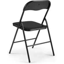 Folding Chairs, Faux Leather Foldable Chairs With Metal Frame And Padded Seat, Easy To Fold And Store For Home, Office, Dining And Reception - Black - View 6