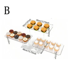 3-Tier Acrylic Dessert Display Stand, Clear Cupcake Holder, Tray And Plate, Self-Serve Rod And Bracket Appetizer Sandwich Cookie Display Tray For Party Buffet - Transparent - View 9