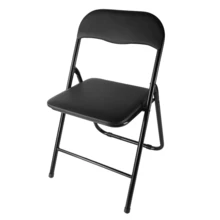 Folding Chairs, Faux Leather Foldable Chairs With Metal Frame And Padded Seat, Easy To Fold And Store For Home, Office, Dining And Reception - Black - View 4