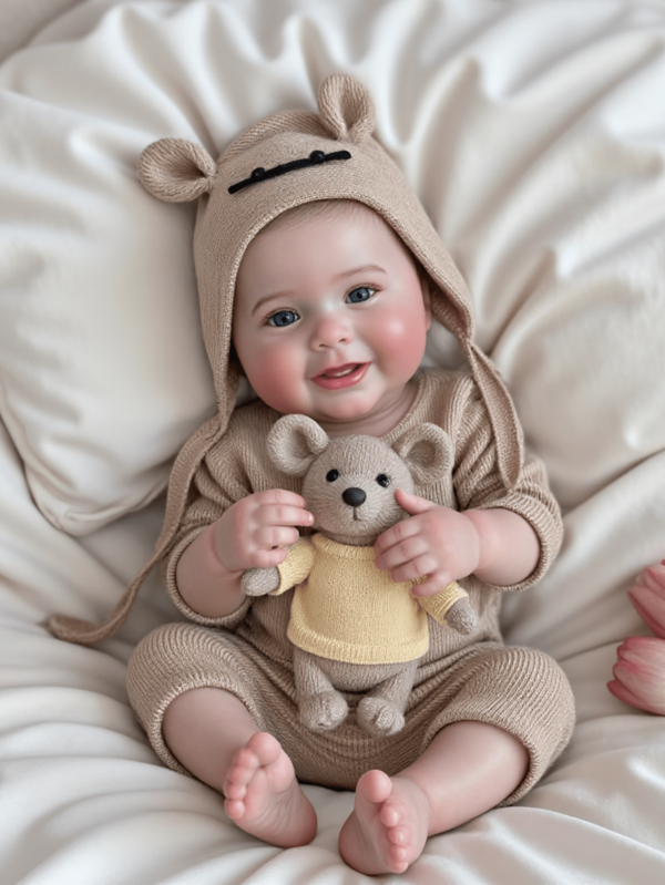 18 Inch Kodi Lifelike Reborn Boy Waterproof Full Body Vinyl Baby Smiling Newborn With Hand-Painted Details & Accessories Included Art Doll Birthday Party Gift