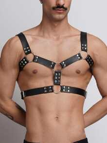 Men's Sexy Avant-Garde Harness Belt, PU Leather Rivet Decor Waist Belt, Gothic Men's Restraint Suspender, Party Outfit, Valentine's Day Gift, Men's Sexy Lingerie Accessory