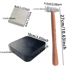 Steel Bench Block Flat Anvil Jewelers Tool With Rubber Block And Stamping Hammer For Jewelry Repairing, Metal Stamping - Multicolor - View 11