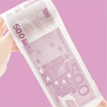 1卷500欧元钞票图案卫生纸，家用卫生纸，也可用于打印美元钞票图案，新奇礼品，家用清洁用品，派对用品，节日礼品 - 紫色 - 查看 5