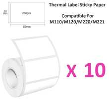 Impressora de Etiquetas M110 Papel Térmico Autoadesivo, Compatível com E210/P50/PT-260 Phomemo M110 M220 M200 Máquina para Código de Barras/Endereço/Logotipo/Negócios/Etiqueta para Casa