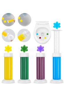 2pcs Toilet Gel Stamps - 6 Scents Toilet Bowl Cleaner Gel, Long-Lasting Flower Shaped Bathroom Freshener, Keeps Toilet Bowl Freshly Scented And Clean