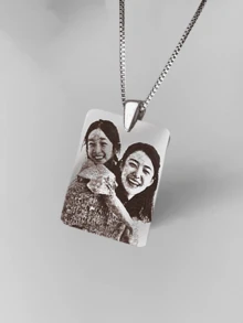 Personalized Photo Engraved Locket Necklace, Custom Photo Engraving, 18K Stainless Steel Chain, Gold/Silver Portrait Pendant, Personalized Family/Pet Jewelry, Perfect Gift - Multicolor-box Chain - View 10
