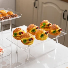 3-Tier Acrylic Dessert Display Stand, Clear Cupcake Holder, Tray And Plate, Self-Serve Rod And Bracket Appetizer Sandwich Cookie Display Tray For Party Buffet - Transparent - View 6