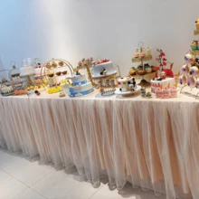 Tulle Tutu Table Skirt, Wedding Bridesmaid, Baby Party Skirt, Decorative Table Decoration, Fashion Deluxe Romantic Birthday Party Shower - 白色 - 查看 3
