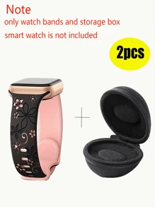 2 条装花卉雕刻表带 兼容 表带 女士 40mm 41mm 38mm 42mm 44mm 45mm 49mm，硅胶可爱野花运动激光表带 Series 9 Ultra SE 8 6 5 4 3 2 1 情人节，买表带送手表收纳盒 - 彩色 - 查看 8