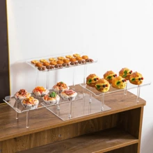 3-Tier Acrylic Dessert Display Stand, Clear Cupcake Holder, Tray And Plate, Self-Serve Rod And Bracket Appetizer Sandwich Cookie Display Tray For Party Buffet - Transparent - View 5