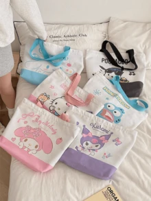 Official Reversible Canvas Tote Bag – , , & Friends, 2-Sided Print Shopping Bag, 43×31 cm Oversized Cotton Tote, 12 cm Gusset, Inner Pocket & Zipper Closure, Heavy-Duty 12 公分Teens, Students, Moms & Collectors - 查看 2