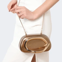 Milky Way Acrylic Clutch Purse For Women Marbling Evening Wedding Handbags Acrylic Shell Box Purses For Party Prom Cocktail - 銅色 - 查看 5