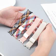 编织磁性尼龙表带 + PC 外壳，兼容三星 Galaxy Watch 8/8 Classic 40 毫米 44 毫米表带，无缝隙弹性透气弹性面料尼龙手链腕带，兼容三星 Watch 8 Classic/8 智能手表配件，女士/男士 - 彩虹色 - 查看 3