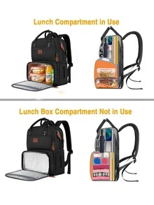 MATEIN Laptop Lunch Backpack, 15.6 Inch Work & Travel Rucksack With Laptop Compartment, Insulated Cooler Bag For Picnic Camping Office Business School, Water‑Resistant Daypack For Men Women, Commuter College Uni Backpack, Back To School Work Bag, Black