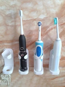 1/2/4pcs Self-Adhesive Premium Wall-Mounted Electric Toothbrush Holder - Space-Saving Bathroom Organizer With Toothbrush Slots - Easy To Install, Rust-Resistant, Hygienic Bathroom Accessory To Keep Your Bathroom Neat And Tidy, Compatible With 90% Of Electric Toothbrushes - White - View 9