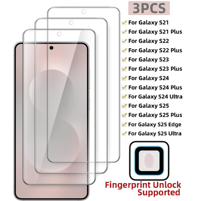 3Pcs Glass Screen Protector Compatible With Galaxy S25 Ultra Galaxy S24 UltraGalaxy S25 Plus Galaxy S24 Plus Galaxy S23 Plus Galaxy S22 Plus Gal
