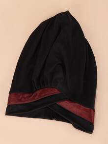 1 pieza Gorra con diseño cruzado y plisado en la frente, apta para uso diario - negro+burdeos - Ver 4